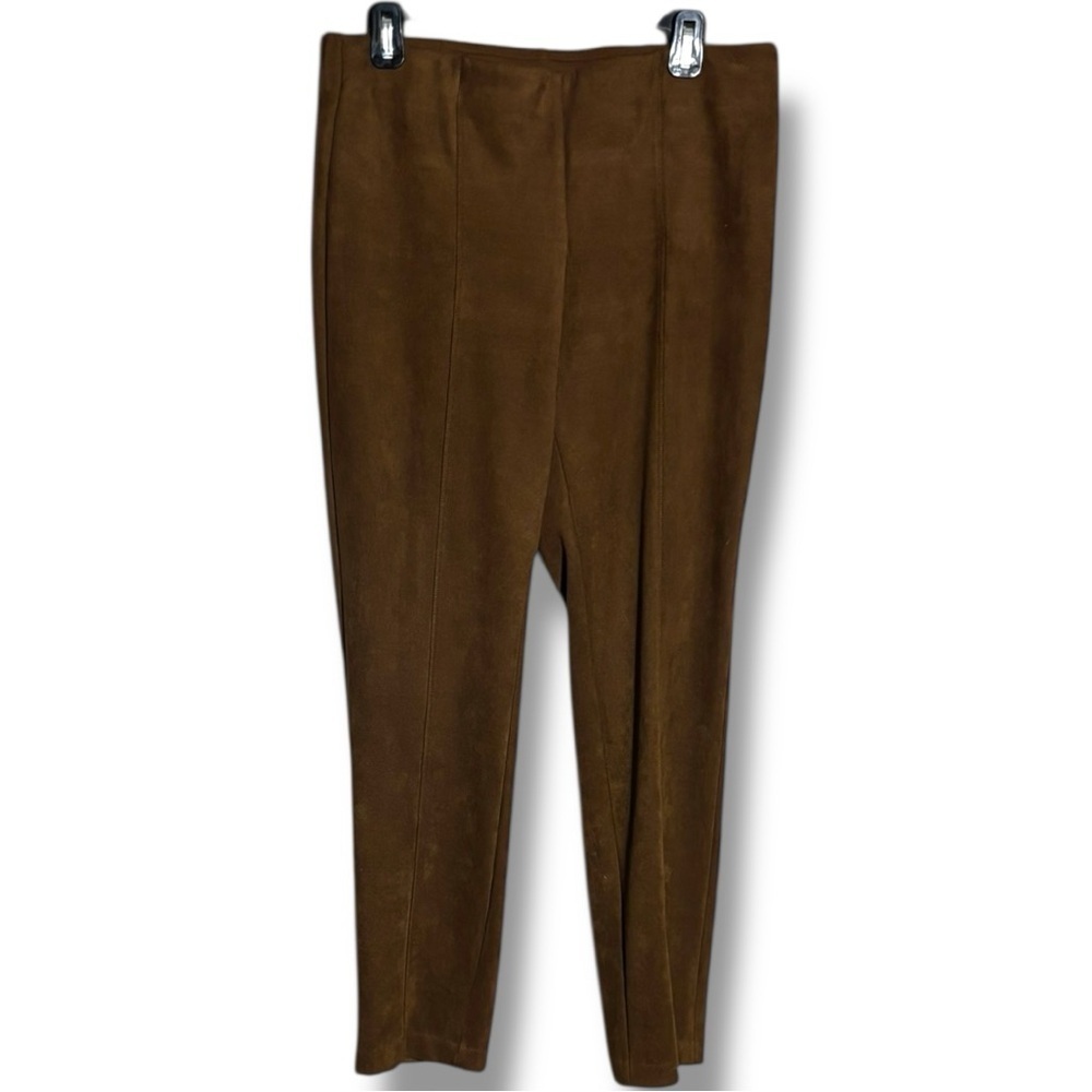 Rafaella Chic Tan Women's Straight Leg Cropped Faux Suede No Closure Pants - Picture 14 of 16